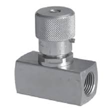 Metal valve with a threaded connection on a white background